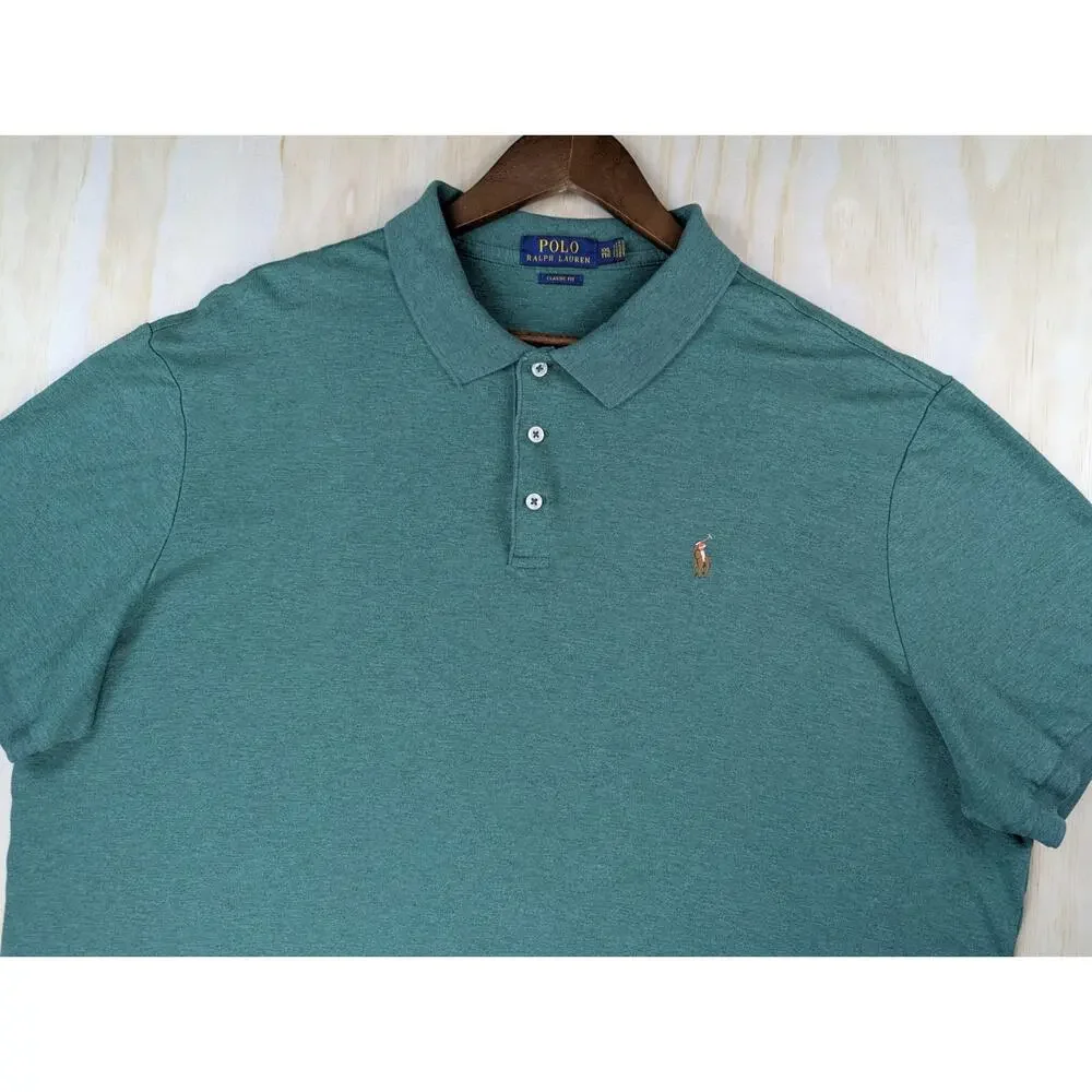 Polo Ralph Lauren Men's XXL Green Short Sleeve Polo Cotton Classic Fit
